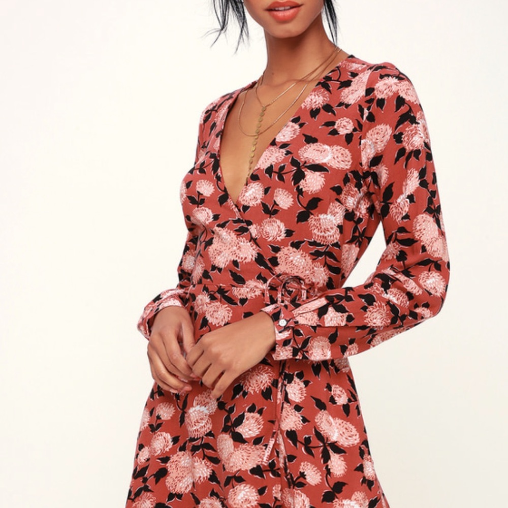 Obey Darcey wrap dress in rust